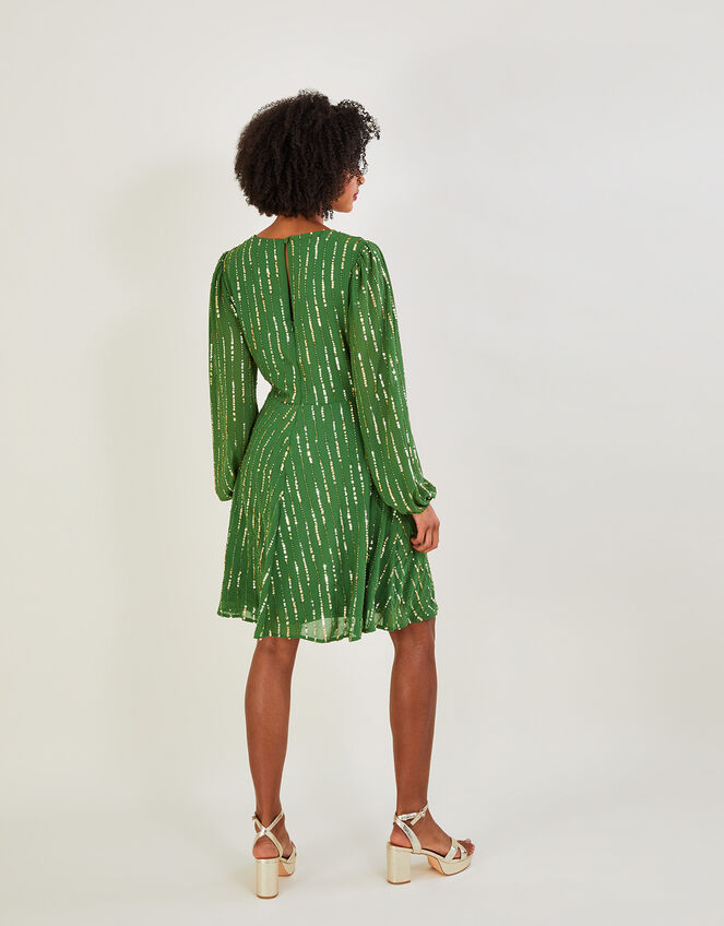 Robin Short Embellished Dress in Recycled Polyester, Green (GREEN), large