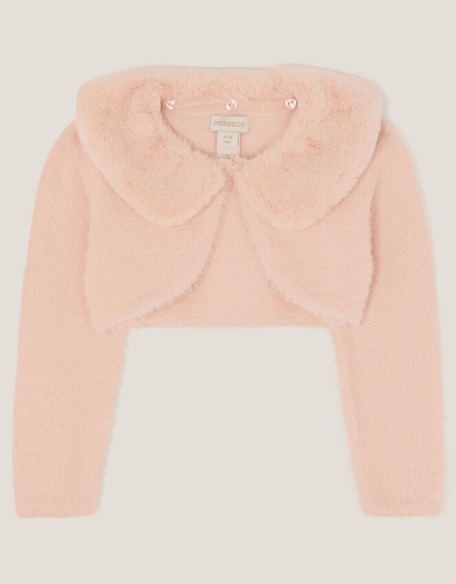 Baby Detachable Collar Fuzzy Cardigan, Pink (PINK), large
