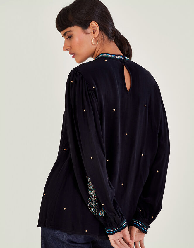 Casey Embroidered Blouse Black | Tops & T-shirts | Monsoon UK.