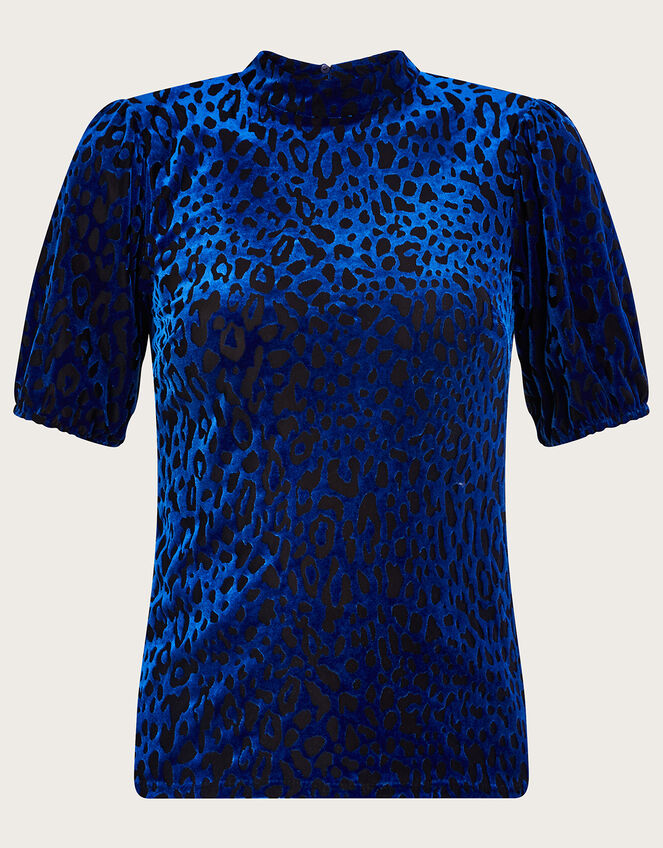 Lucy Animal Devore Top, Blue (COBALT), large