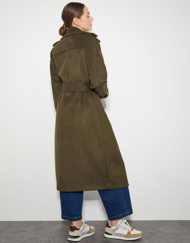Ollie Belted Trench Coat, Green (KHAKI), large