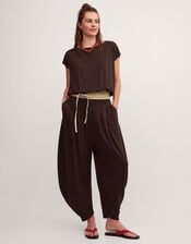 Dilly Short Sleeve Jersey Jumpsuit, Brown (CHOCOLATE), large