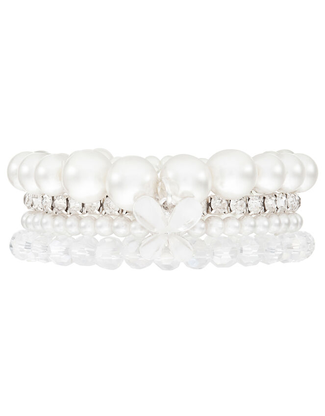 Pearl and Crystal Bracelets with Butterfly Charm, , large