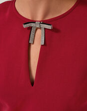 Arlette Feather Mini Dress, Red (RED), large