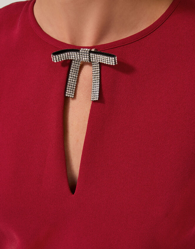 Arlette Feather Mini Dress, Red (RED), large