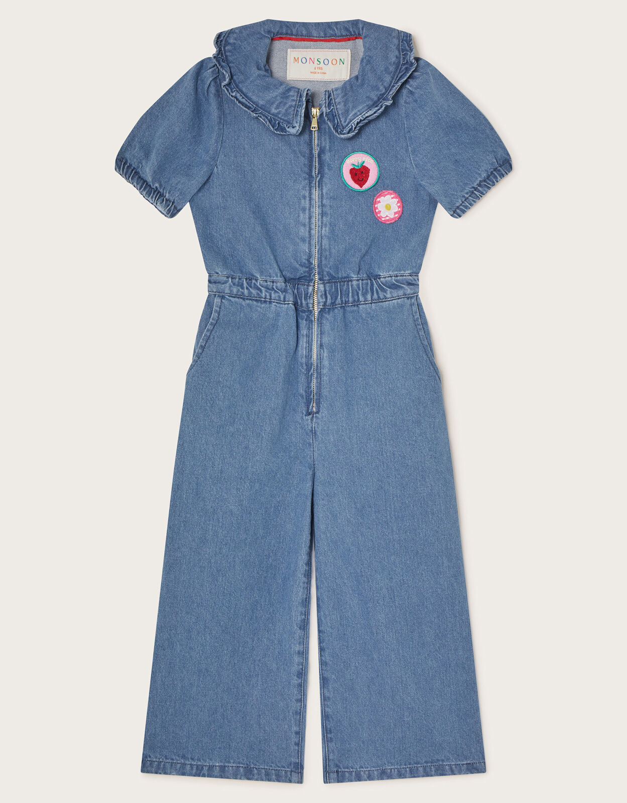 Short Sleeve Denim Jumpsuit Blue Girls Jumpsuits Playsuits Monsoon UK
