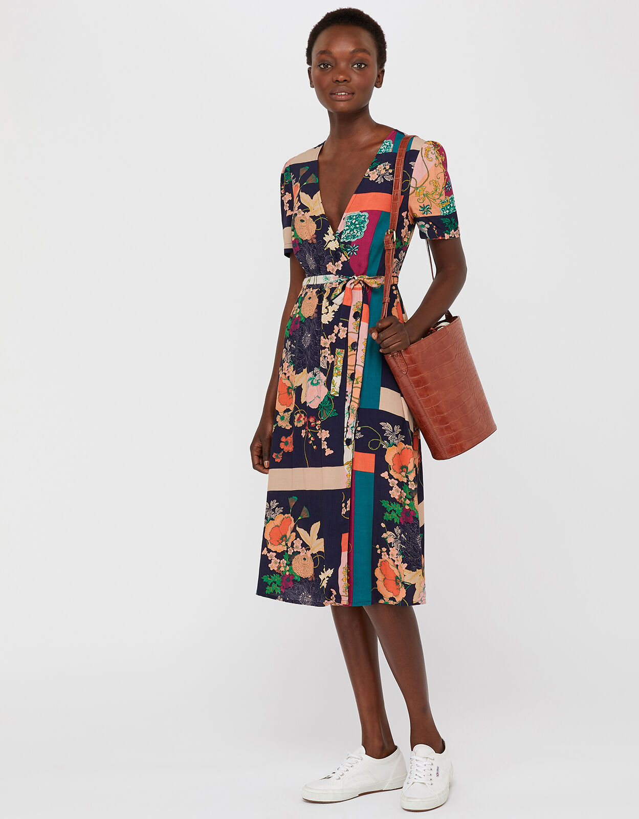 Floral button midi dress top