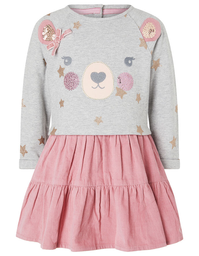 Baby Bear 2in1 Dress in Pure Cotton Pink Baby Girl Dresses