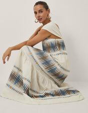 Devotion Twins Elegant Jacquard Maxi Dress, Natural (NATURAL), large