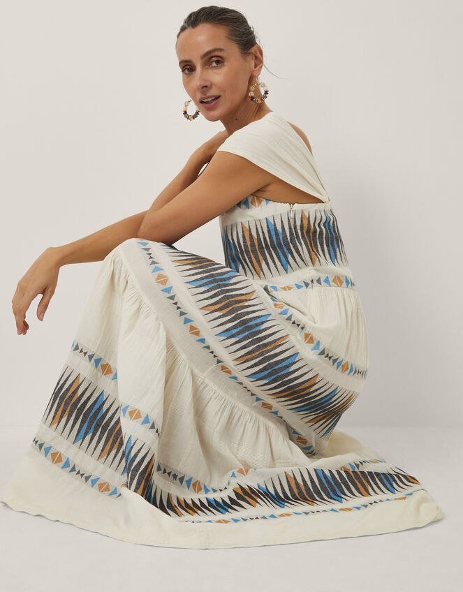 Devotion Twins Elegant Jacquard Maxi Dress, Natural (NATURAL), large
