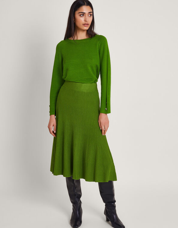 Ola Ottoman Knit Skirt, Green (GREEN), large