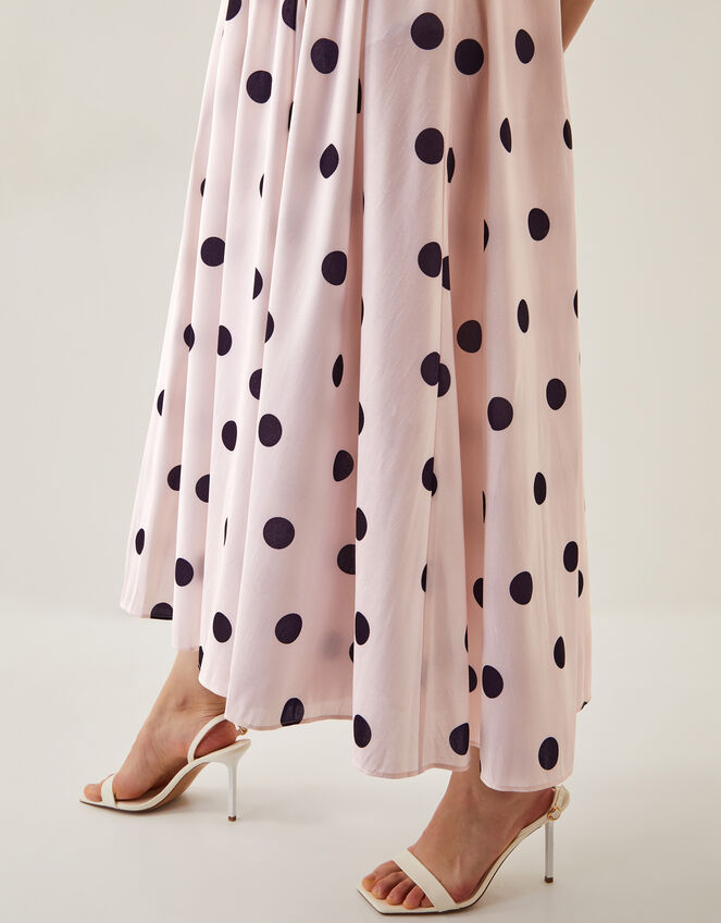 Sicily Polka Dot Fit & Flare Midi Dress, Ivory (IVORY), large