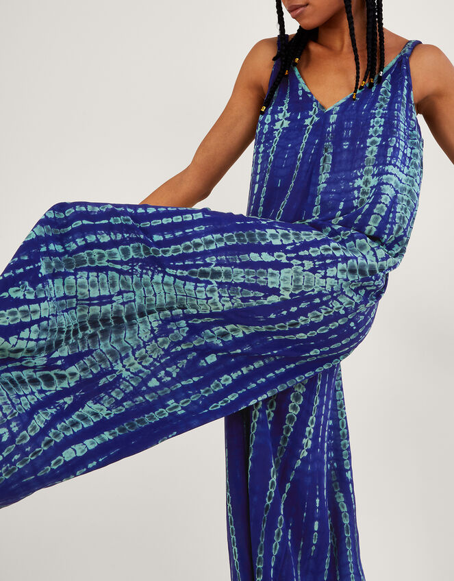 Tie Dye Wide Leg Jumpsuit in LENZING™ ECOVERO™ , Blue (BLUE), large