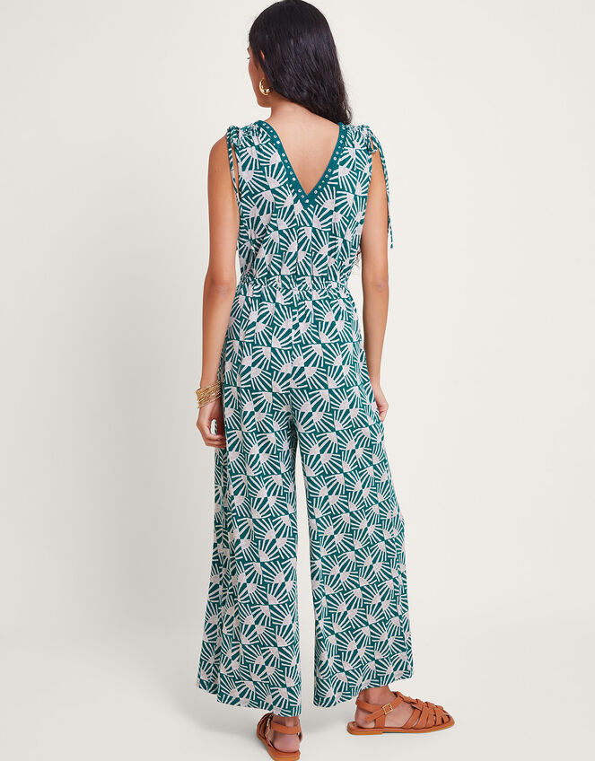 Rosana Sleeveless Print Jumpsuit, Teal (TEAL), large