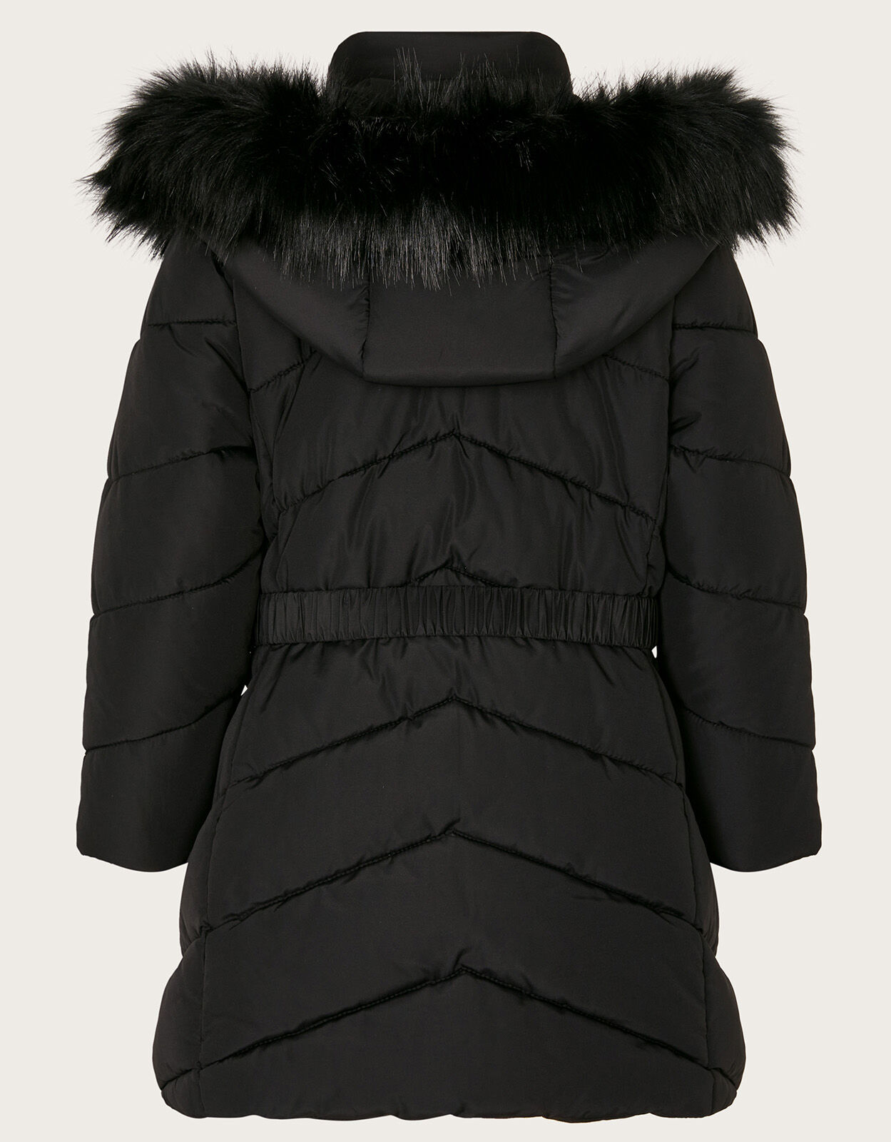 Girls black belted 2024 coat