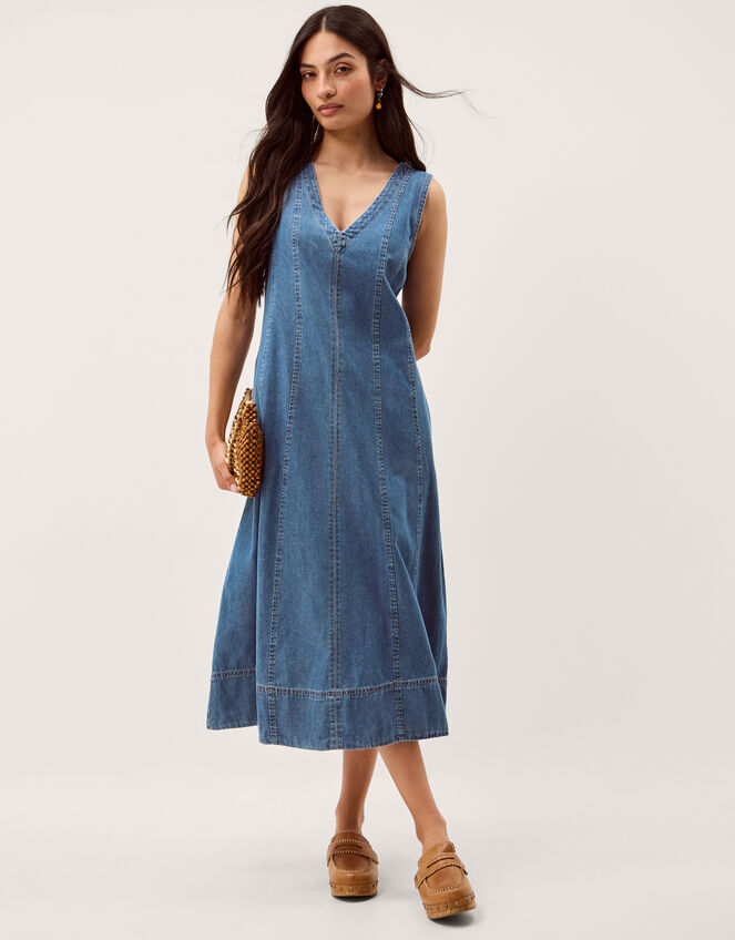 Tessa Sleeveless Denim Midi Dress Blue | Day Dresses | Monsoon UK.