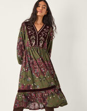 Jemma Paisley Print Jersey Midi Dress, Green (GREEN), large