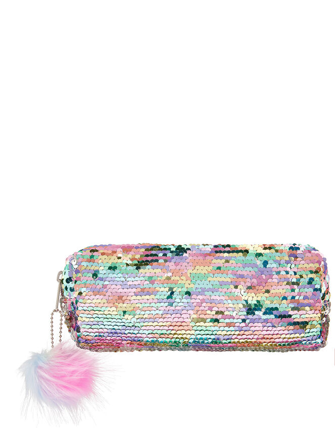 Electric Sequin Pom-Pom Pencil Case, , large