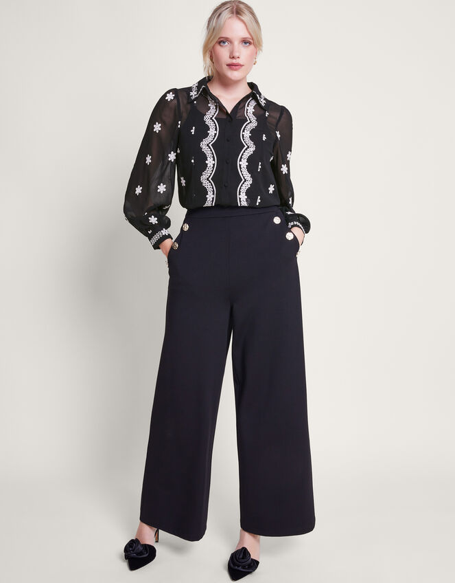 Fiori Embroidered Blouse, Black (BLACK), large