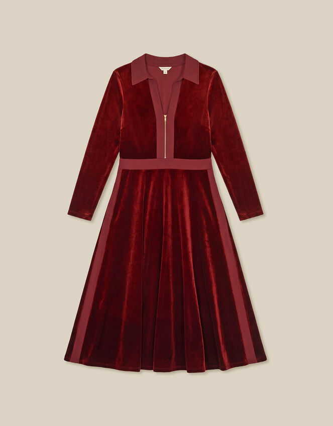 Zeyna Zip Velvet Midi Dress, Cinnamon (CINNAMON), large