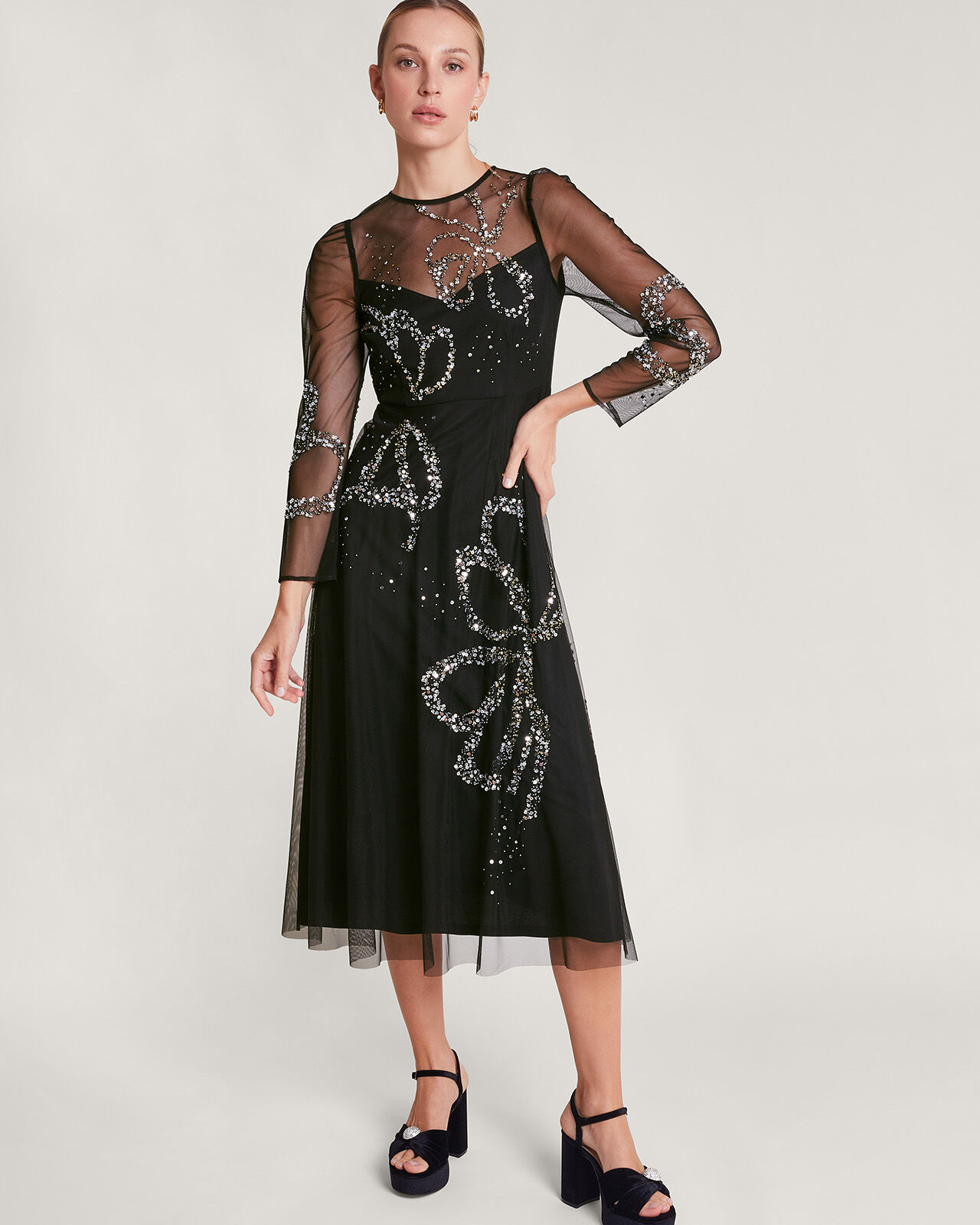 Monsoon black tie dresses shop