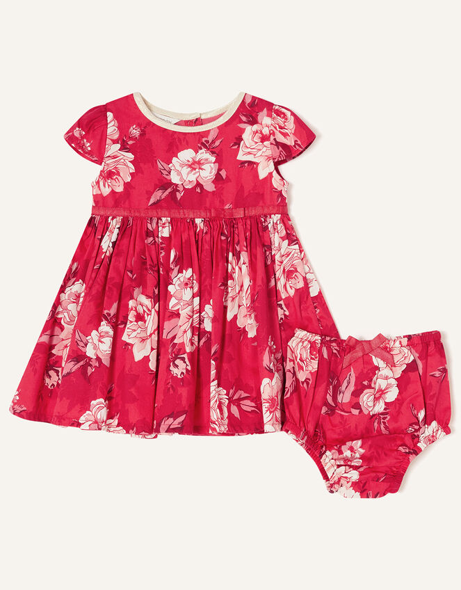 Newborn Floral and Briefs Dress, Red (RED), large