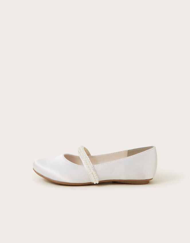 Communion Pearl Strap Ballet Flats, White (WHITE), large