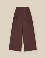 Jen Pinstripe Wide Leg Trousers, Brown (CHOCOLATE), large