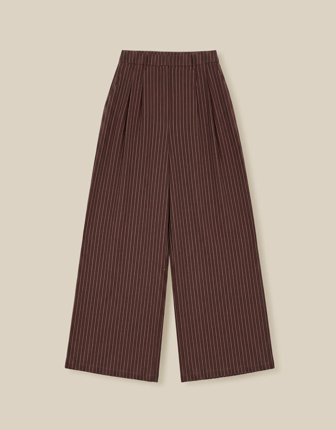 Jen Pinstripe Wide Leg Trousers, Brown (CHOCOLATE), large