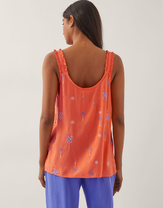 Kamila Embroidered Cami Top, Orange (ORANGE), large