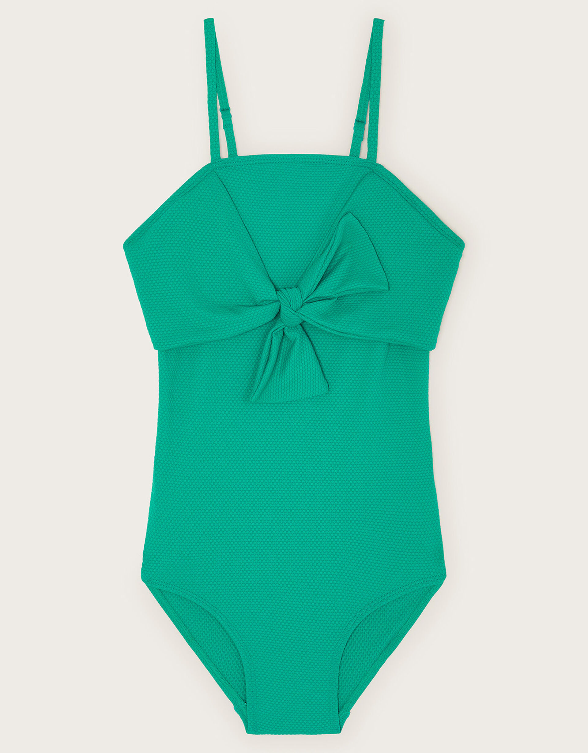 Bow Textured Swimsuit Green Girls' Beach & Swimwear Monsoon UK.