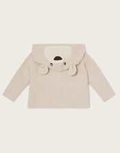 Newborn Benny Bear Cardigan in Sustainable Cotton, Ivory (IVORY), large