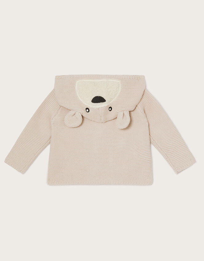 Newborn Benny Bear Cardigan in Sustainable Cotton, Ivory (IVORY), large
