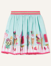 Ice-Cream Border Hem Skirt, Blue (AQUA), large