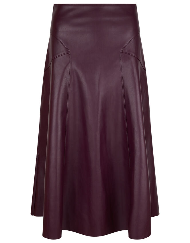 PU Midi Skirt with Recycled Fabric, Purple (PURPLE), large