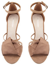 Fawn Folded Vamp Satin Sandals, Mink (MINK), large