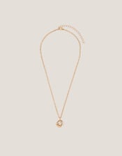 Two Tone Twisted Circle Pendant Necklace , , large