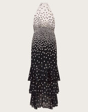 Octavia Spot Ruffle Dress, Black (BLACK), large