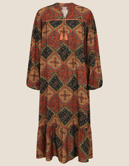 Shea Scarf Print Tunic Dress, Brown (BROWN), large