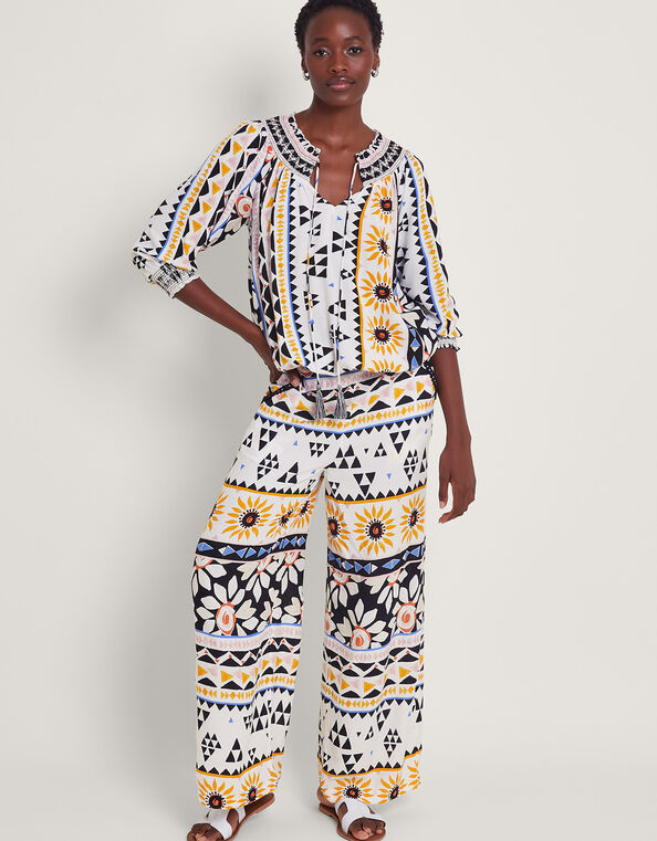 Corey Print Trousers, Ivory (IVORY), large