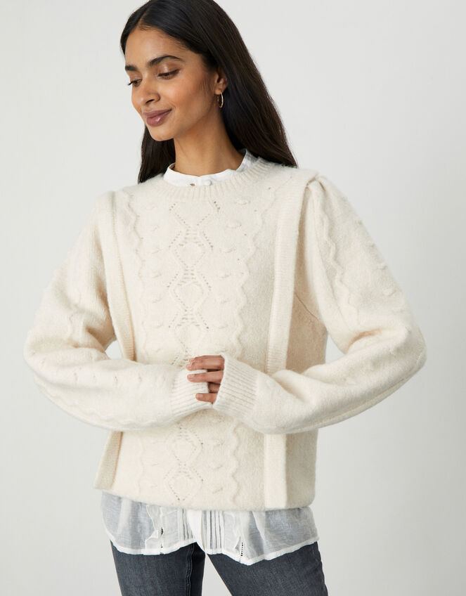 Applique Stitchy Jumper, Ivory (IVORY), large