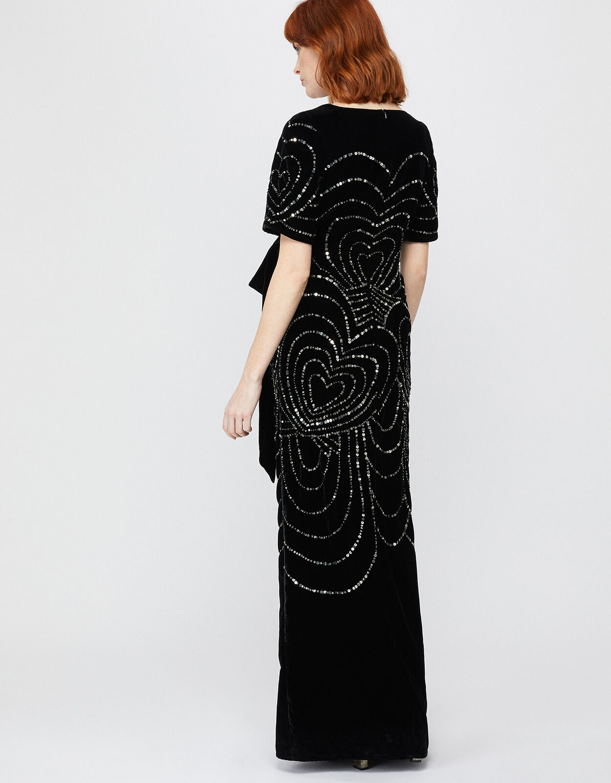 Hanna Embellished Velvet Maxi Dress Black Evening Dresses
