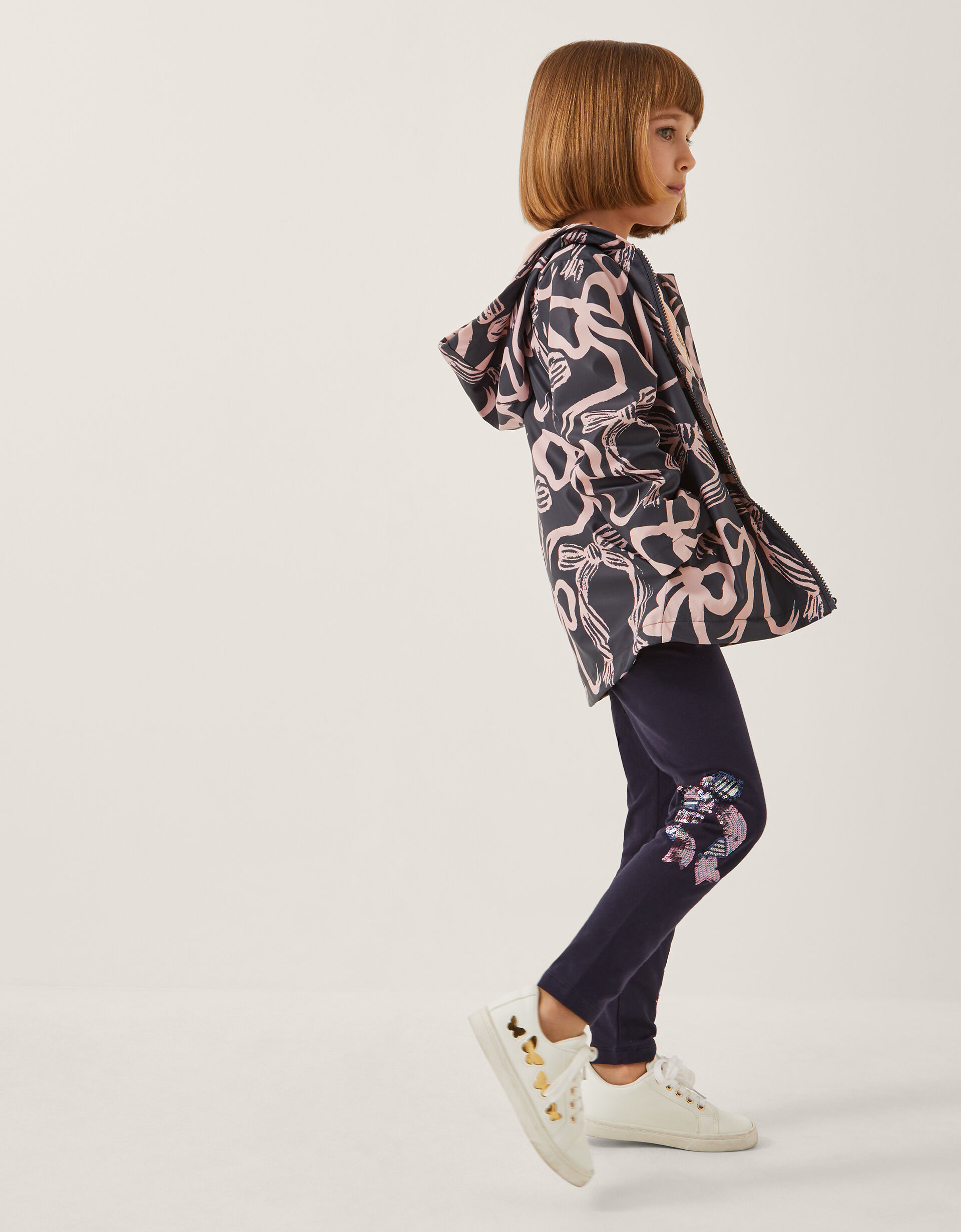Bow Print Rain Mac Blue