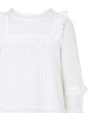 Woven Prairie Blouse in Pure Cotton, Ivory (IVORY), large