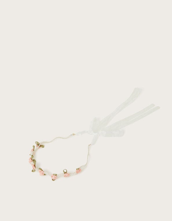 Rose Pearl Beaded Flower Crown, , large