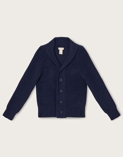 Shawl Collar Cardigan, Blue (NAVY), large