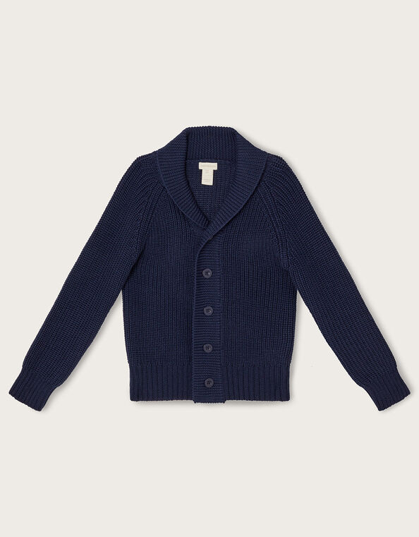 Shawl Collar Cardigan, Blue (NAVY), large