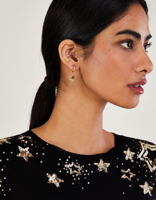 Star Huggie Hoop Earrings, , large