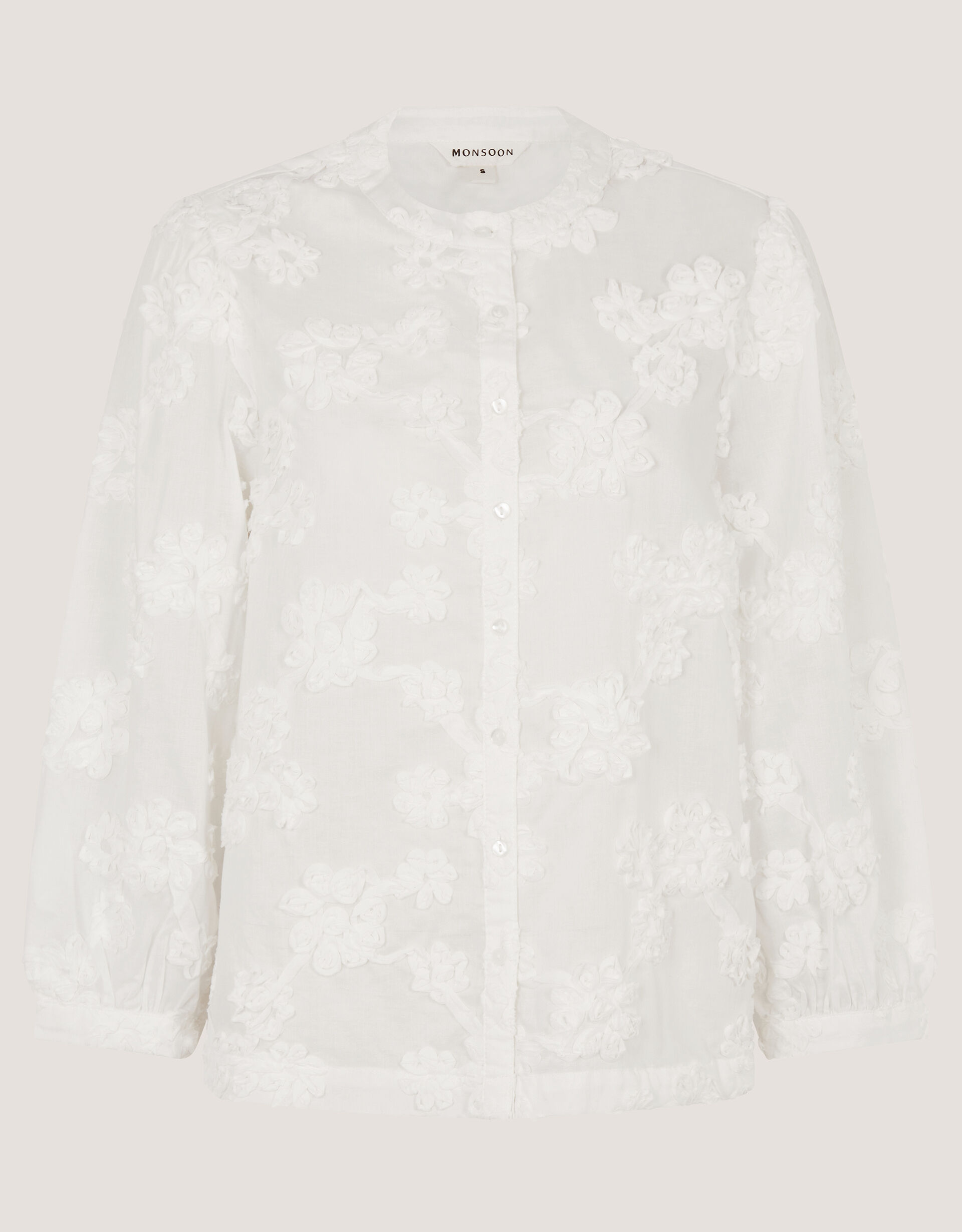 Blair Floral Embroidered Blouse, White (WHITE), large