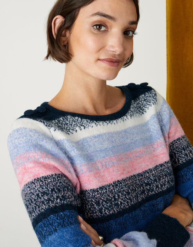 Bright Stripe Button Detail Jumper, Pink (PINK), large